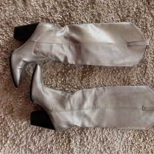 Steve Madden Silver Textured Heeled Boots